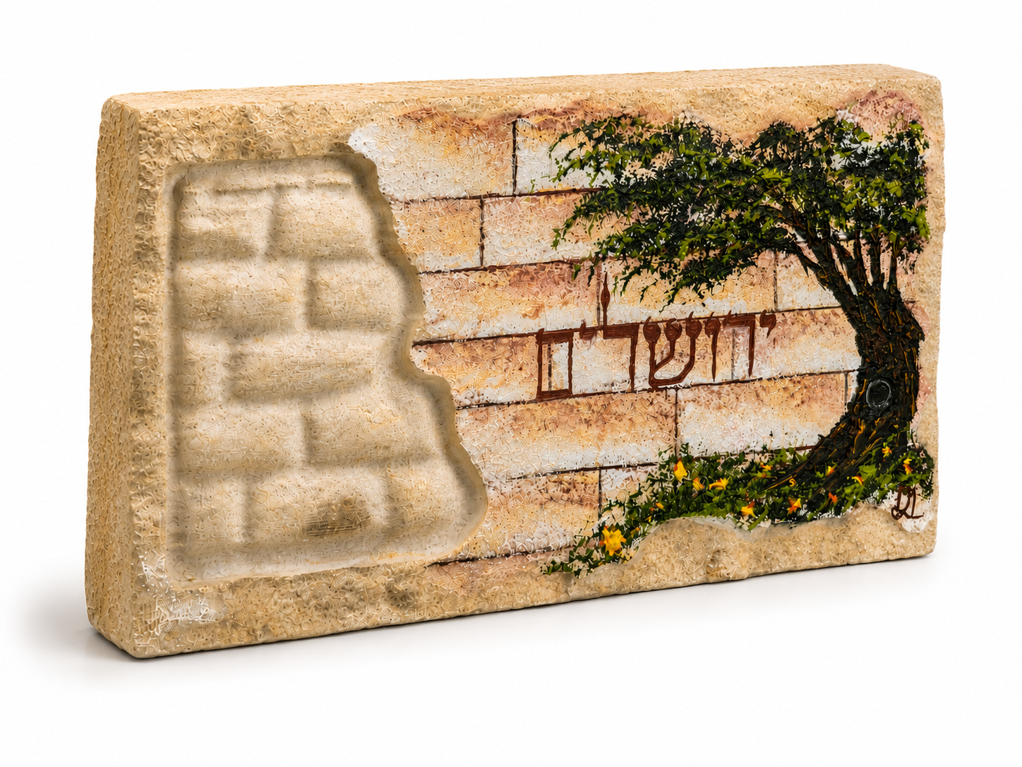 אבן הרי ירושלים - חריטת לבנים ועץ זית - ירושלים