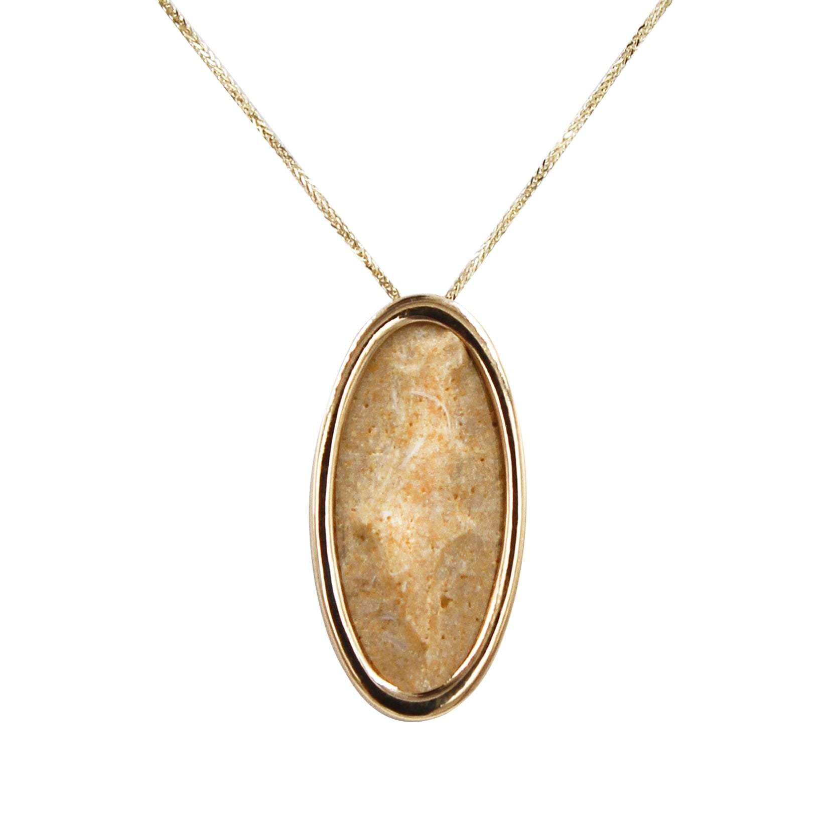 Israel map 14K Gold pendant - Gold Jerusalem Stone