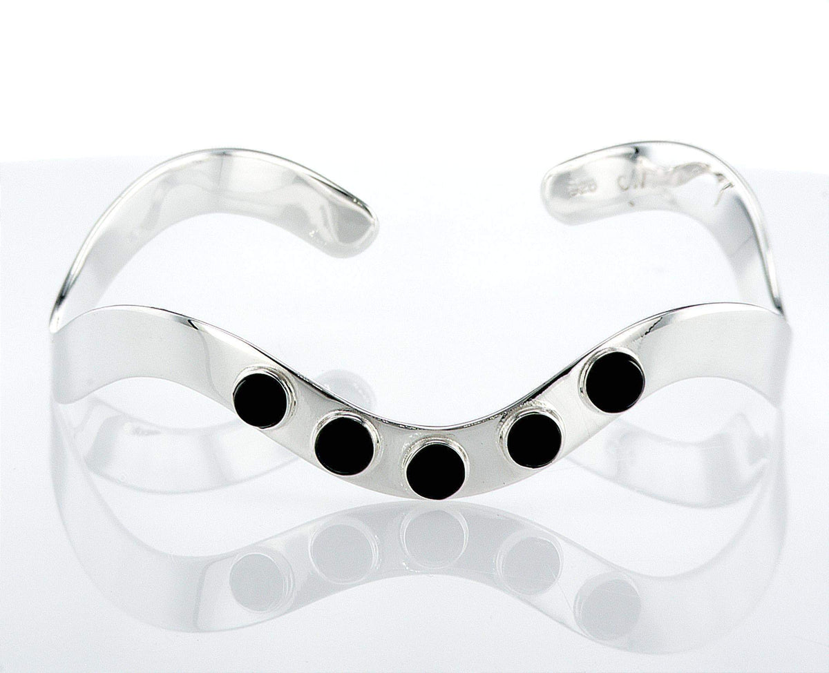 Silver wave Bracelet Ruby-Agat Art Design LTD-925 silver bracelet,Bracelet for her,december birth,December birth stone,gift for her,handmade jewelry,july birthstone,Natural Black Onyx,Onyx bracelet for women,Ruby,silver bangel