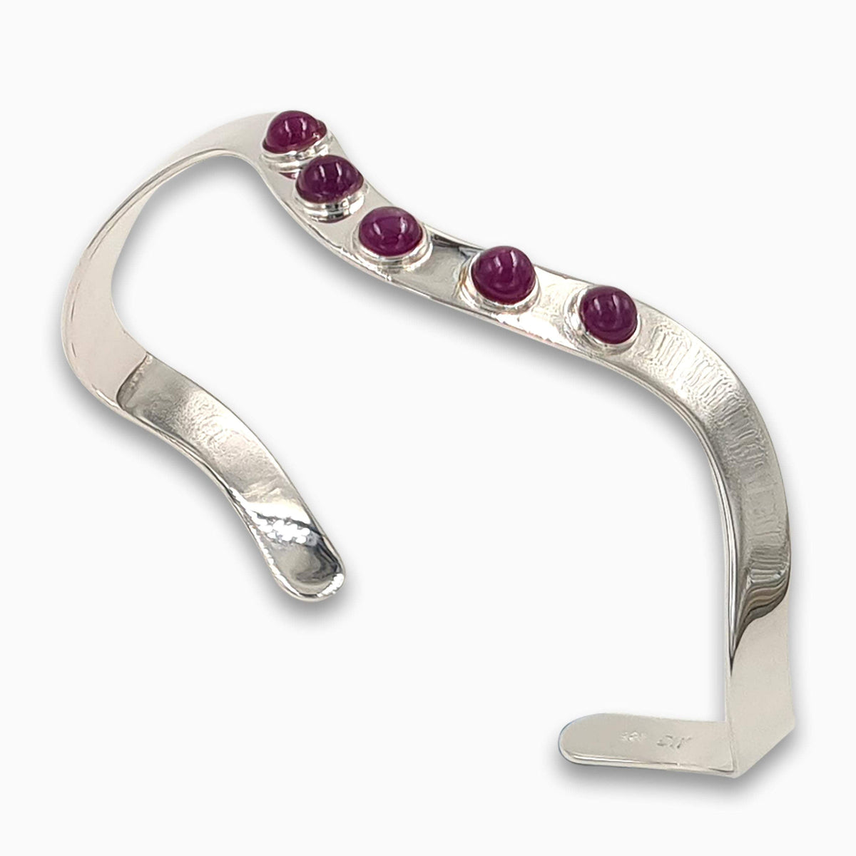 Silver wave Bracelet Ruby-Agat Art Design LTD-925 silver bracelet,Bracelet for her,december birth,December birth stone,gift for her,handmade jewelry,july birthstone,Natural Black Onyx,Onyx bracelet for women,Ruby,silver bangel