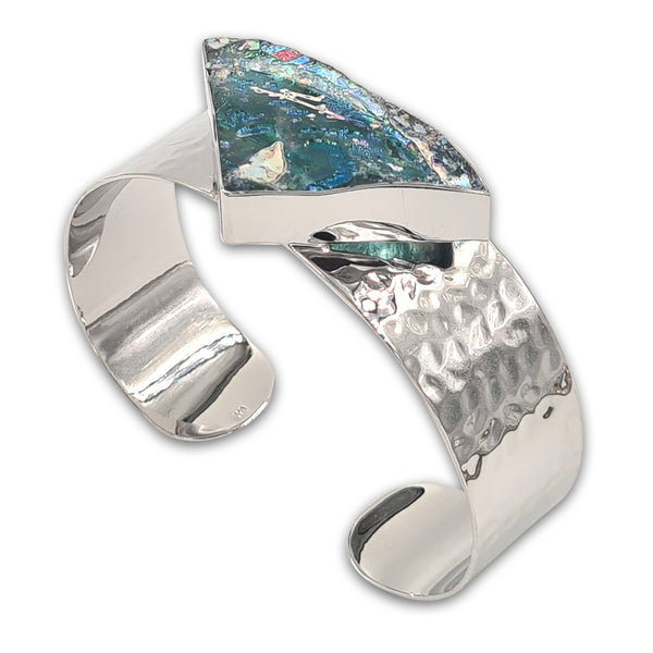 צמיד כסף מרוקע - זכוכית רומית 5