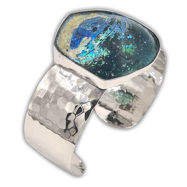 צמיד כסף רקוע - זכוכית רומית 6