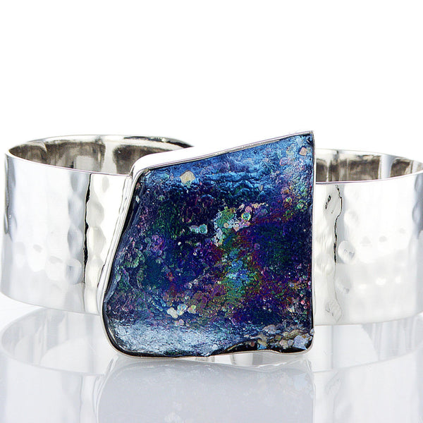 צמיד כסף מחושל - זכוכית רומית 8