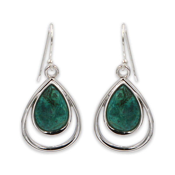 Tear drop silver earring- Turquoise