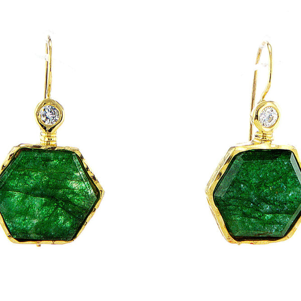 עגיל זהב 14 קראט עם אבן ברקת