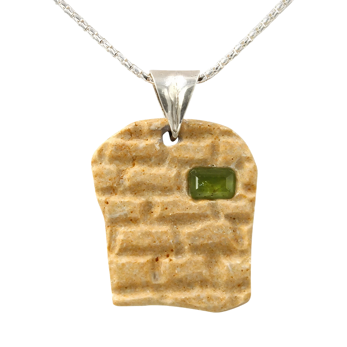 תליון כסף הכותל המערבי - אבן ירושלמית זהובה