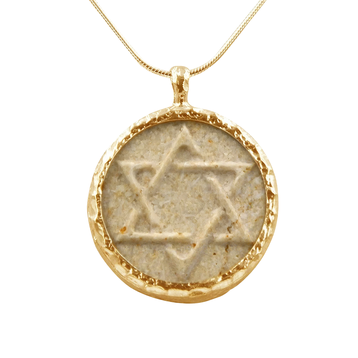 תליון כסף כוכב דוד עם אבן ירושלמית
