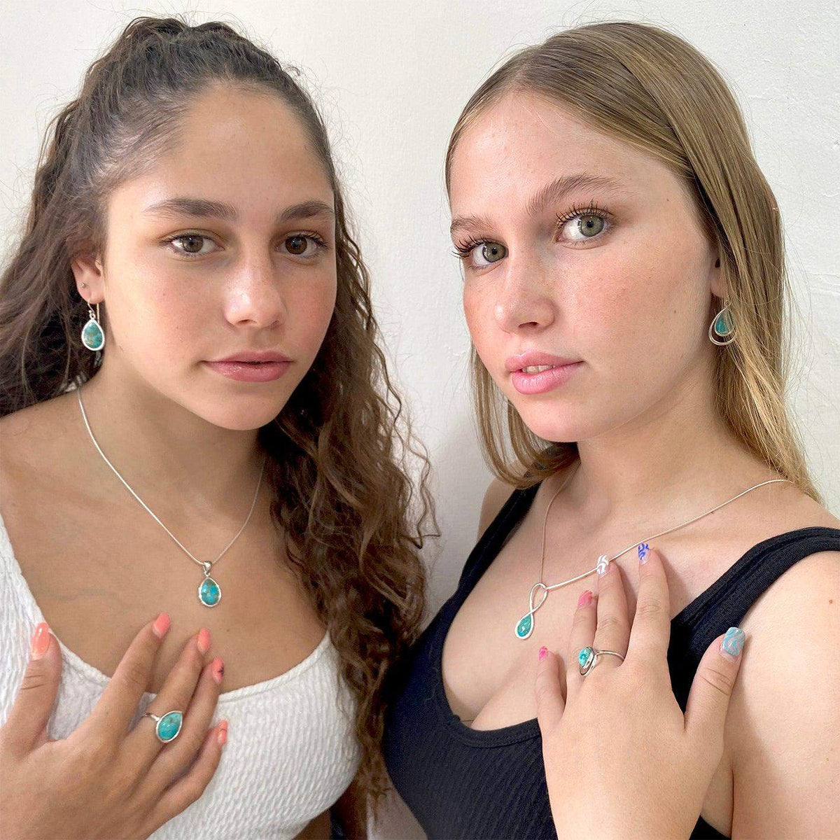 Teardrop silver ring - Turquoise stone-Agat Art Design LTD-silver,Turquoise