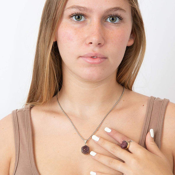 Two tone necklace - raw Ruby