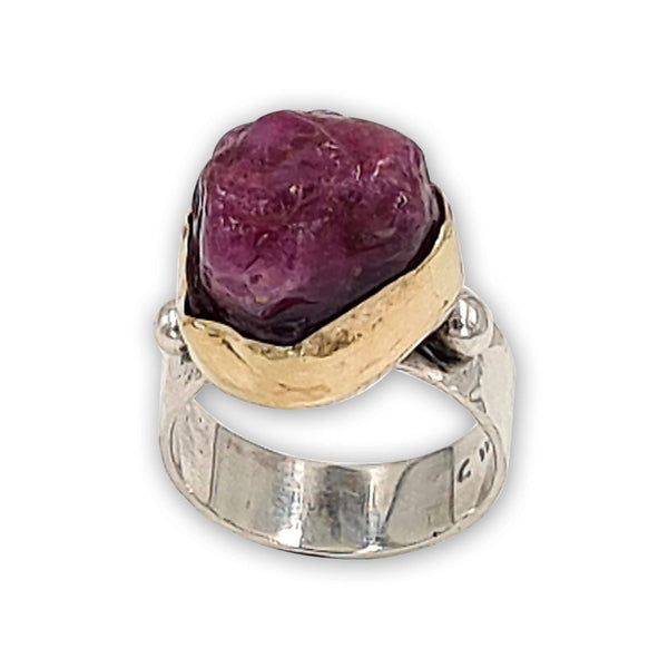 Two tone ring - raw Ruby