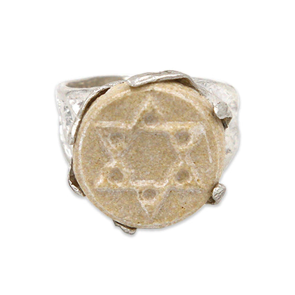 David star silver ring –Gold Jerusalem stone
