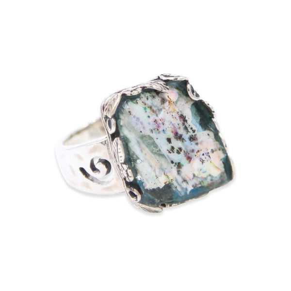 Ancient Roman Glass silver Ring