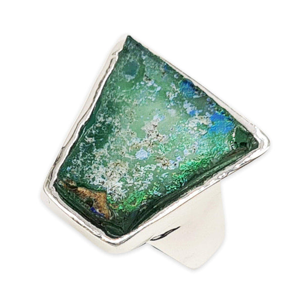 925 sterling silver Artisan Ring Roman Glass