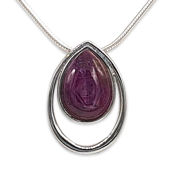 Drop shape silver pendant -Turquoise