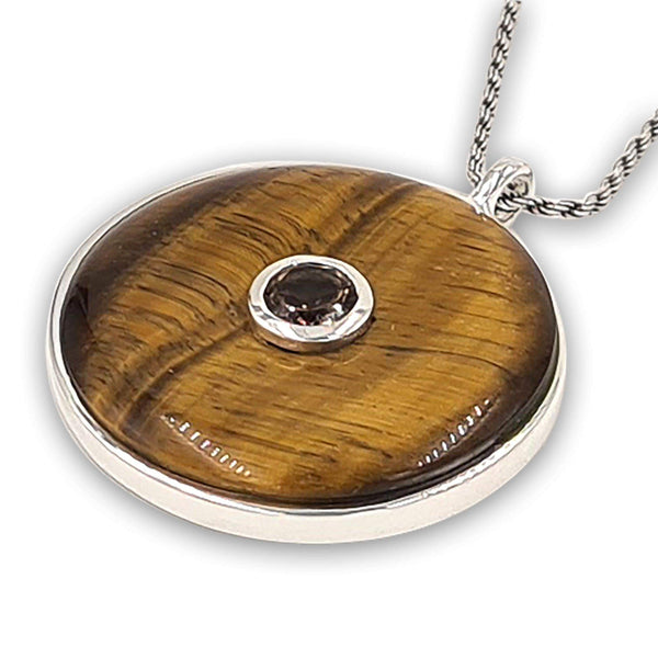 Tiger eye with Smoky stone pendant