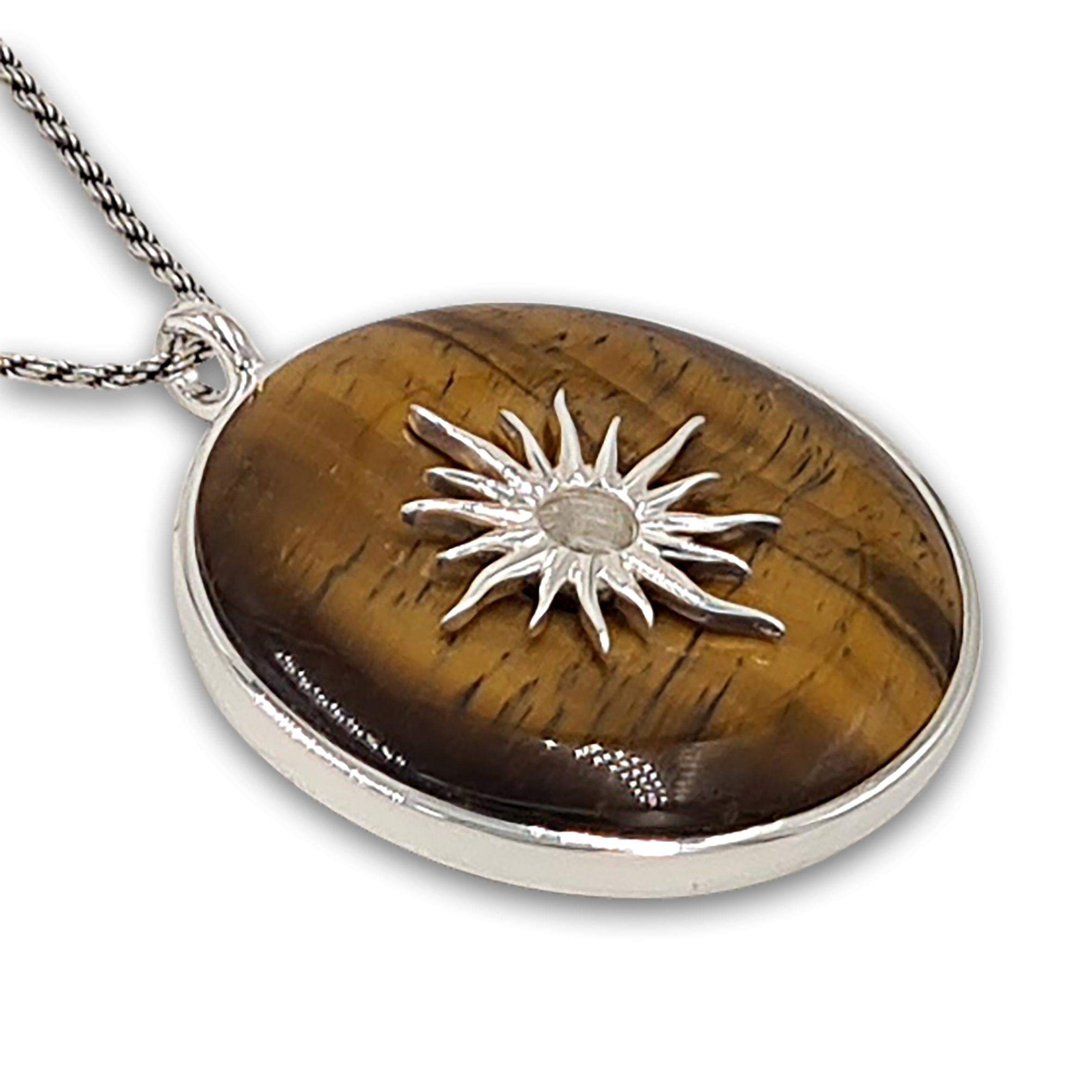 Tiger eye sun pendant
