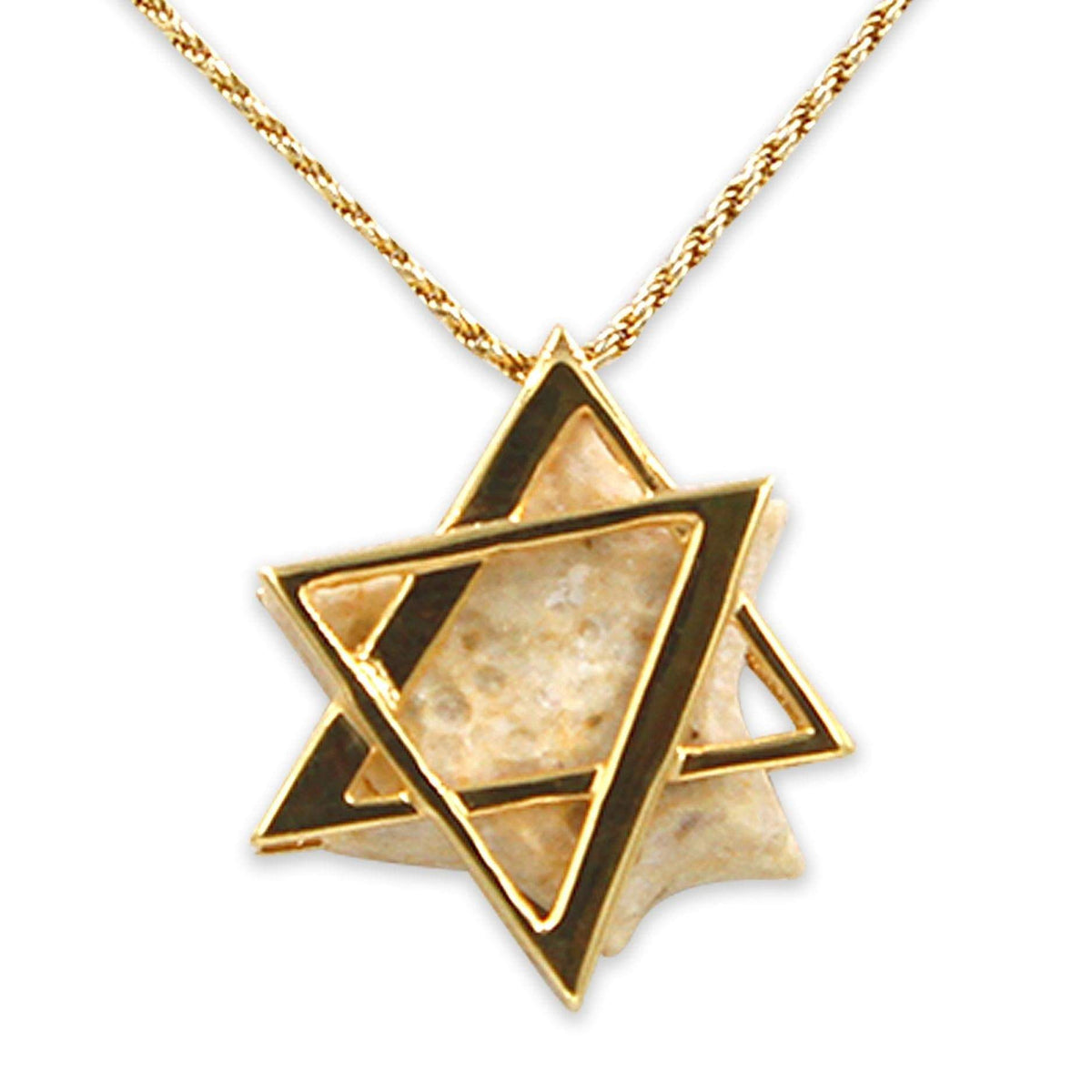 David star 14K Vermeil pendant - Gold Jerusalem Stone
