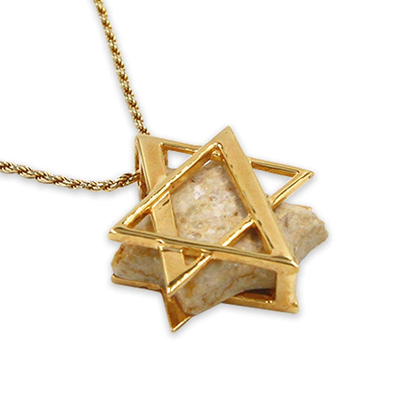 David star 14K Vermeil pendant - Gold Jerusalem Stone