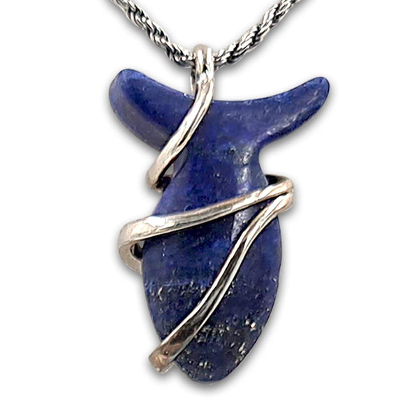 Fish pendant - Onyx stone-Agat Art Design LTD-45,50,55,Lapis,silver,STONE