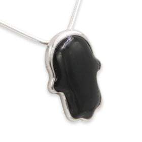 Hamsa Silver pendant - Onyx stone