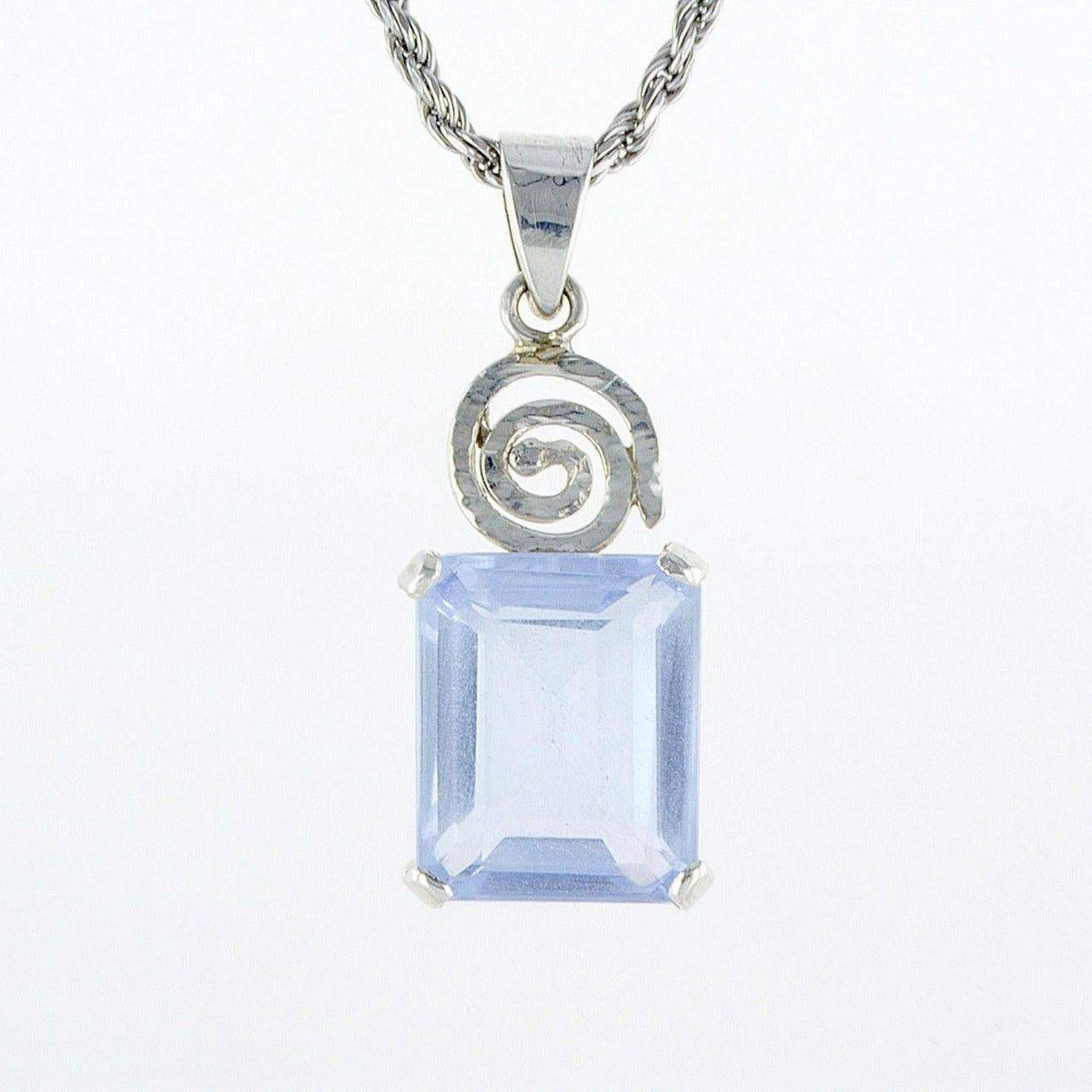 spiral silver necklace - Blue topaz