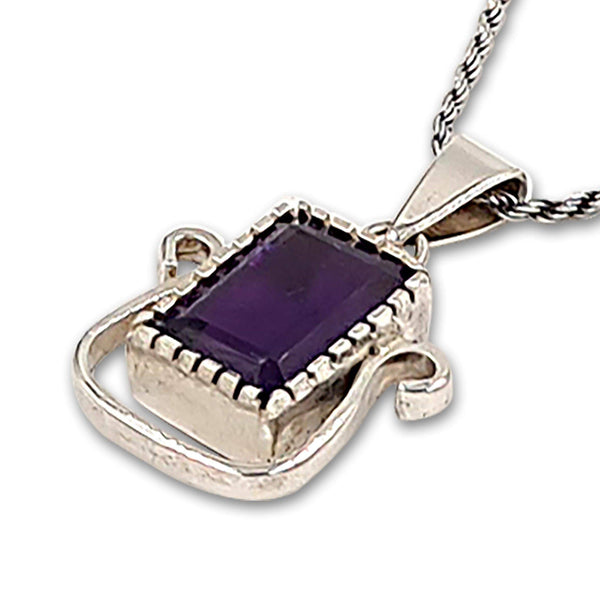 925 sterling silver Artisan pendant - Amethyst