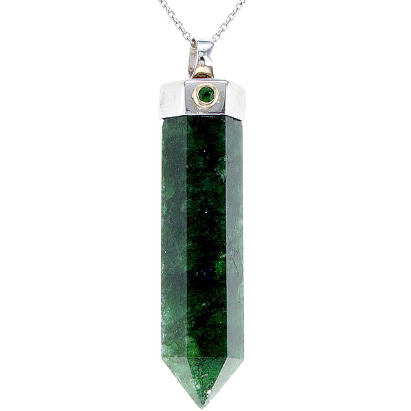 Emerald pencil 14K gold pendant