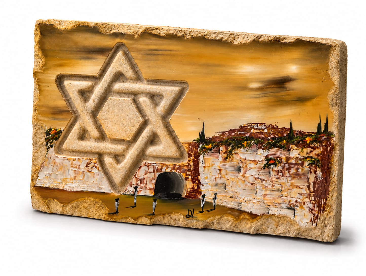 אבן הרי ירושלים - חריטת מגן דוד עם עיר דוד IIIIII