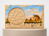 אבן הרי ירושלים - חריטת מגני דוד עם בית המקדש II