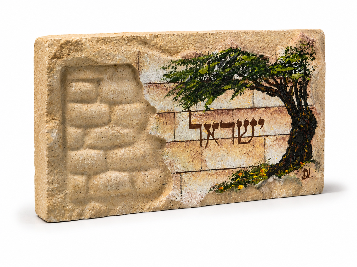אבן הרי ירושלים - חריטת לבנים ועץ זית - ישראל