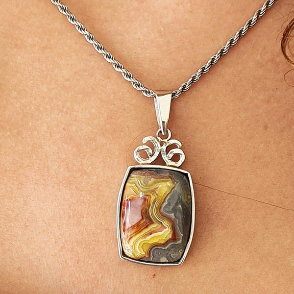 Spiral silver pendant Agat Botswana-Agat Art Design LTD-45,50,55,agate,silver,STONE