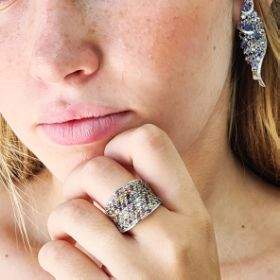 925 silver multi stone ring-Agat Art Design LTD-handmade,silver,woman ring