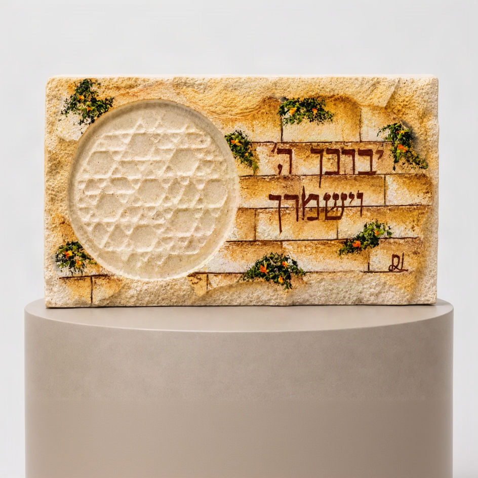 אבן הרי ירושלים - חריטת מגן דוד - יברך ה' וישמרך