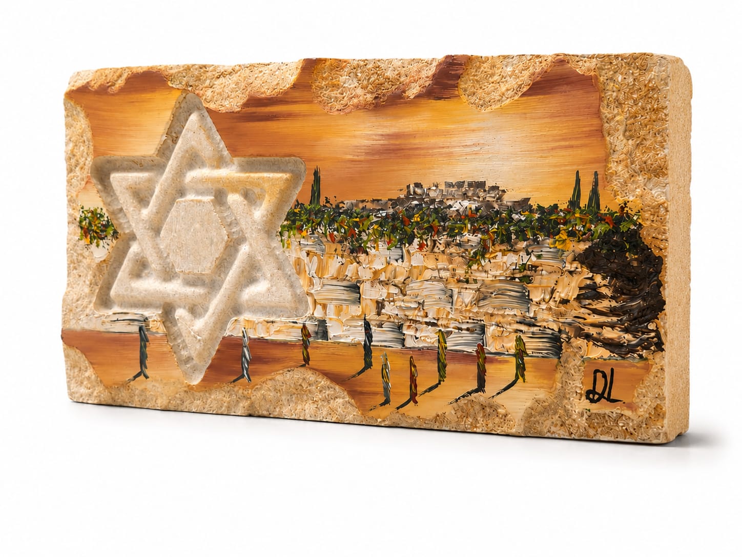 אבן הרי ירושלים - חריטת מגן דוד עם עיר דוד III