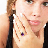 Amethyst dainty silver ring