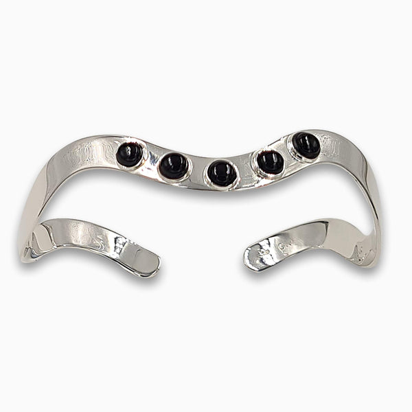 Silver wave Bracelet  Ruby-Agat Art Design LTD-925 silver bracelet,Bracelet for her,december birth,December birth stone,gift for her,handmade jewelry,july birthstone,Natural Black Onyx,Onyx  bracelet for women,Ruby,silver bangel