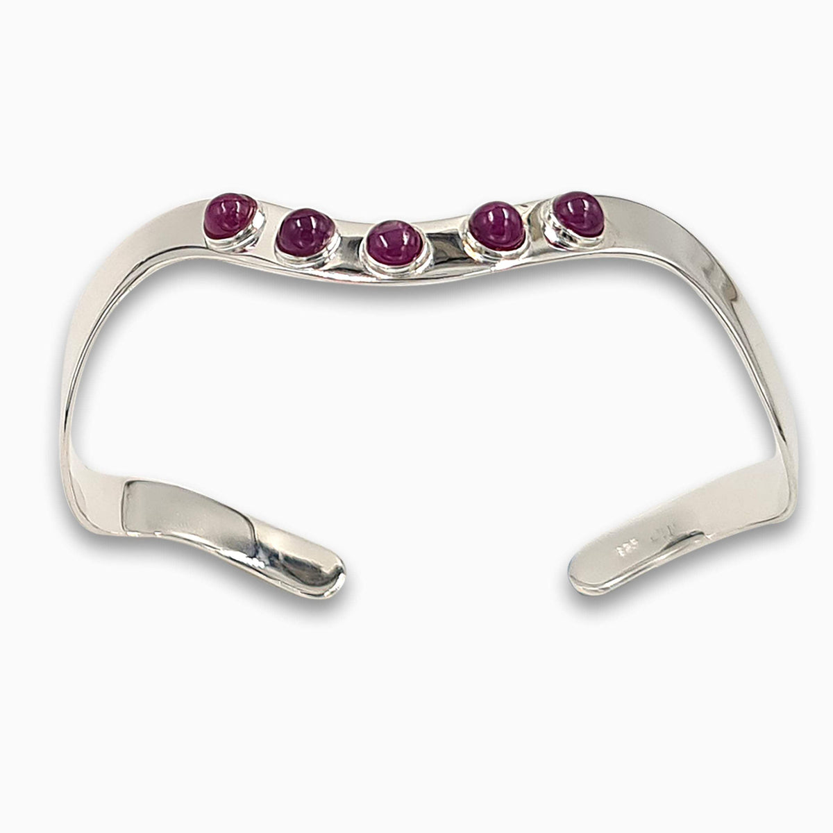 Silver wave Bracelet  Ruby-Agat Art Design LTD-925 silver bracelet,Bracelet for her,december birth,December birth stone,gift for her,handmade jewelry,july birthstone,Natural Black Onyx,Onyx  bracelet for women,Ruby,silver bangel