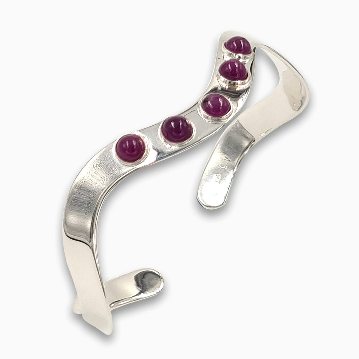 Silver wave Bracelet  Ruby-Agat Art Design LTD-925 silver bracelet,Bracelet for her,december birth,December birth stone,gift for her,handmade jewelry,july birthstone,Natural Black Onyx,Onyx  bracelet for women,Ruby,silver bangel