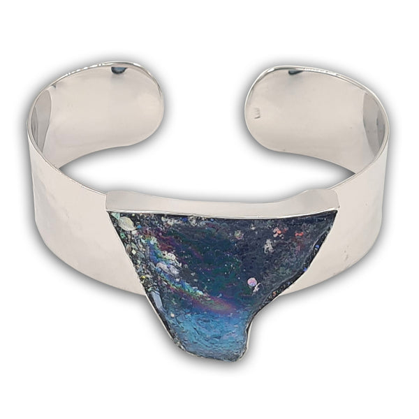 צמיד כסף מכותש - זכוכית רומית 2