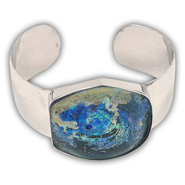 צמיד כסף רקוע - זכוכית רומית 6