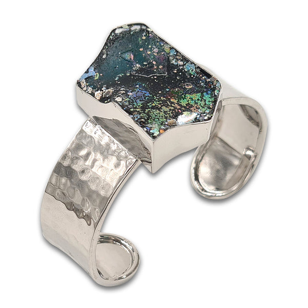 צמיד כסף מרוקע - זכוכית רומית 16