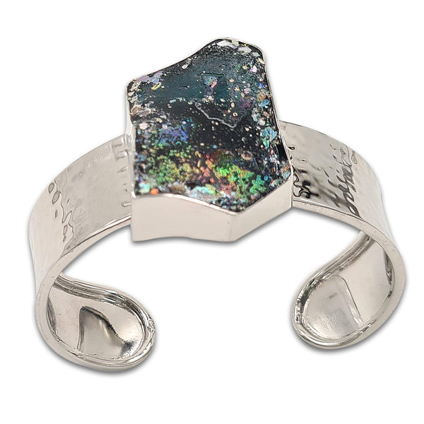 צמיד כסף מרוקע - זכוכית רומית 16