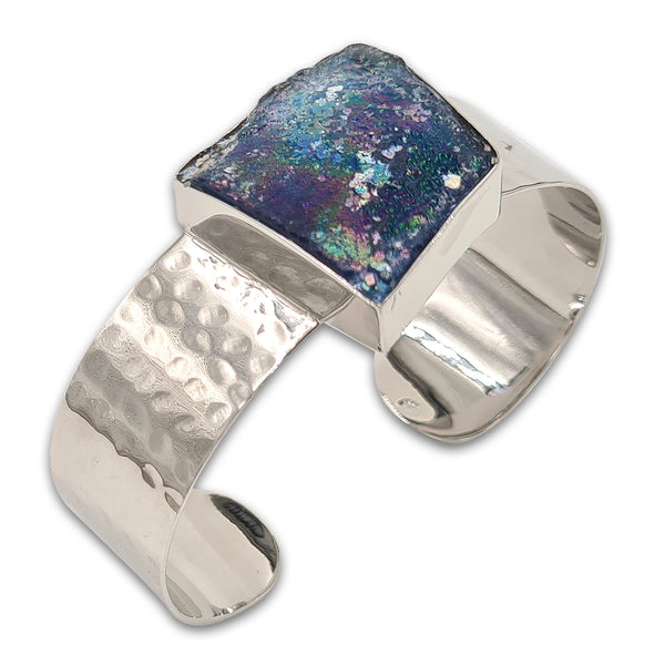 צמיד כסף מרוקע - זכוכית רומית 18