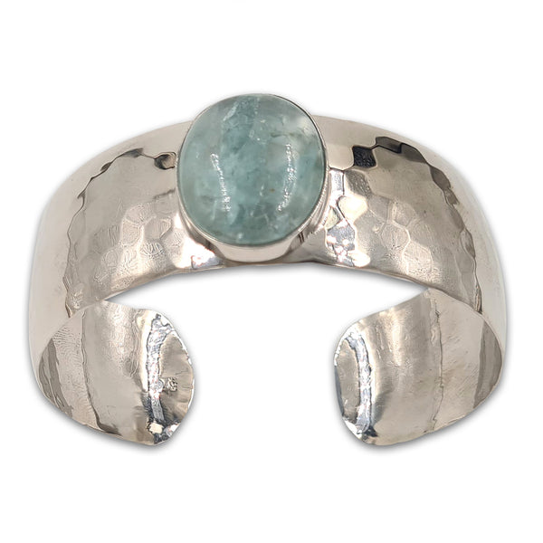 צמיד כסף 925 מחושל - אקוומארין