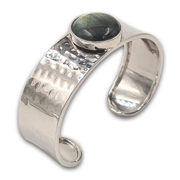 צמיד כסף 925 עבודת פטיש - לברדוריט 6