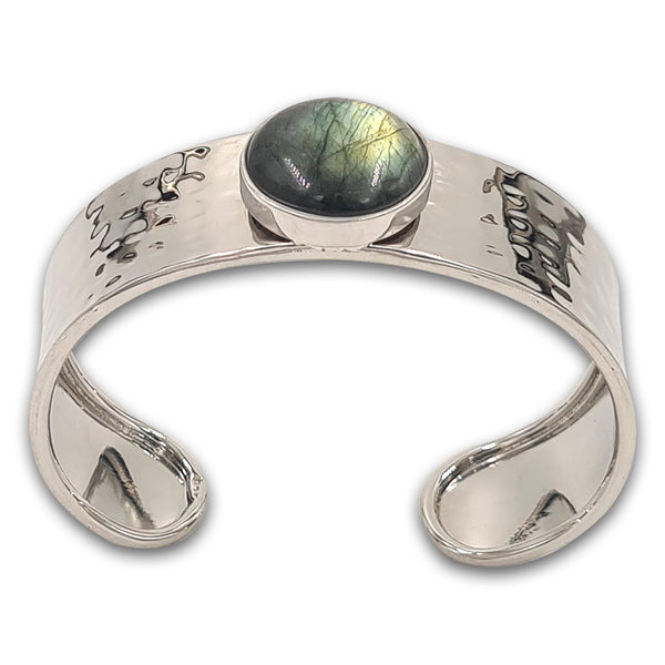 צמיד כסף 925 עבודת פטיש - לברדוריט 6