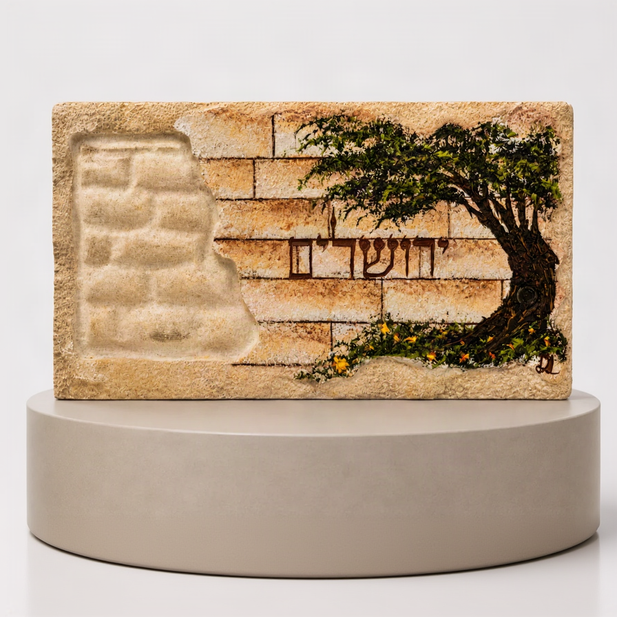 אבן הרי ירושלים - חריטת לבנים ועץ זית - ירושלים
