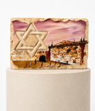 אבן הרי ירושלים - חריטת מגן דוד עם עיר דוד IIIII