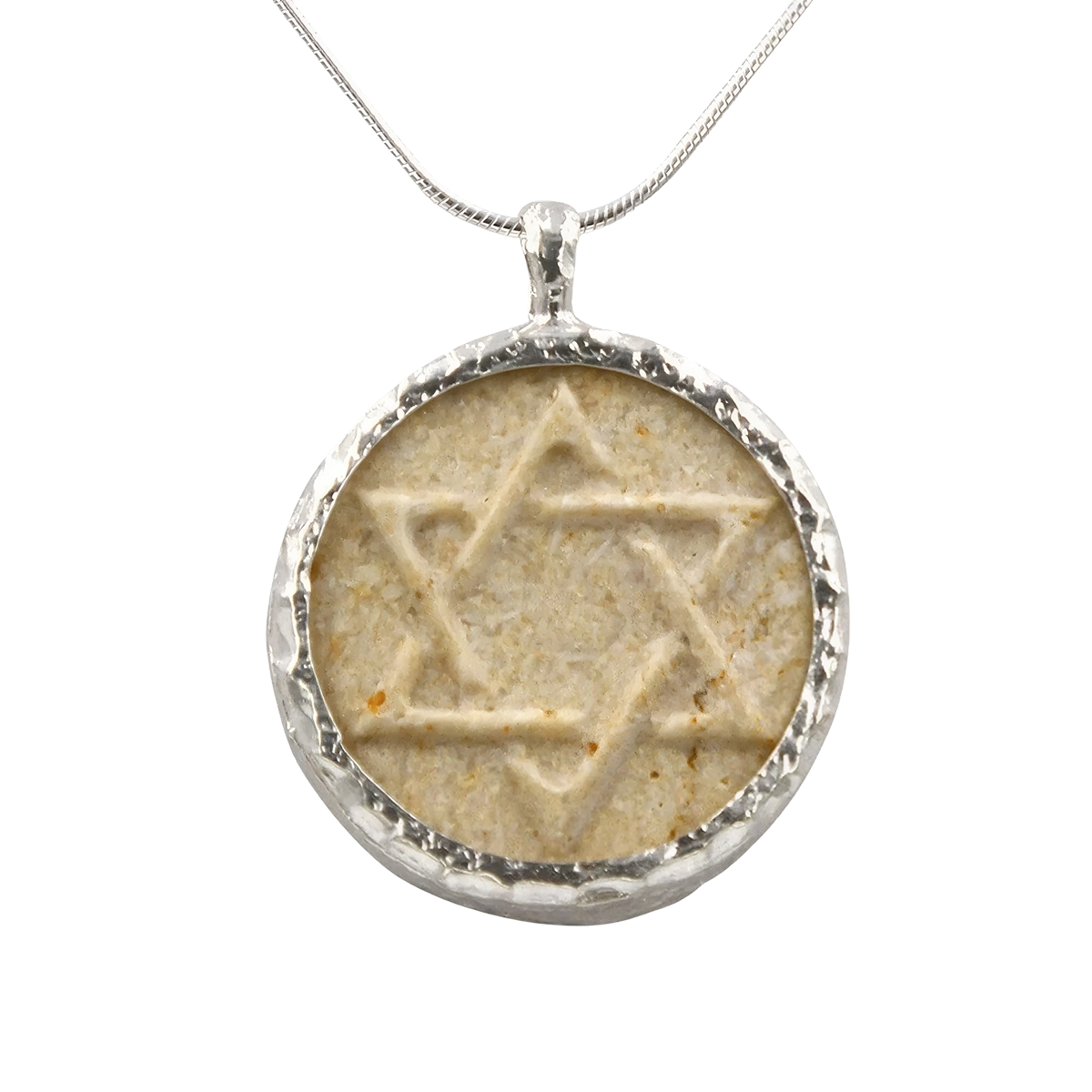 תליון כסף כוכב דוד עם אבן ירושלמית