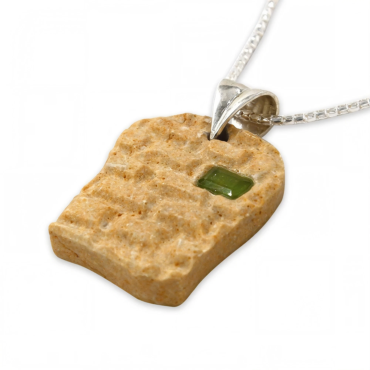 תליון כסף הכותל המערבי - אבן ירושלמית זהובה